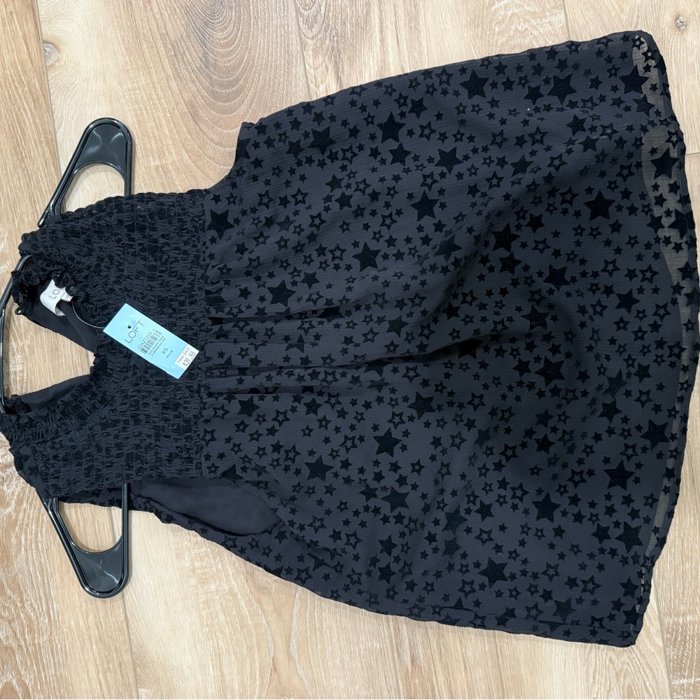 LOFT Black Starry Sleeveless Blouse